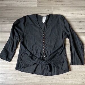 Black Button-Down Women's Top